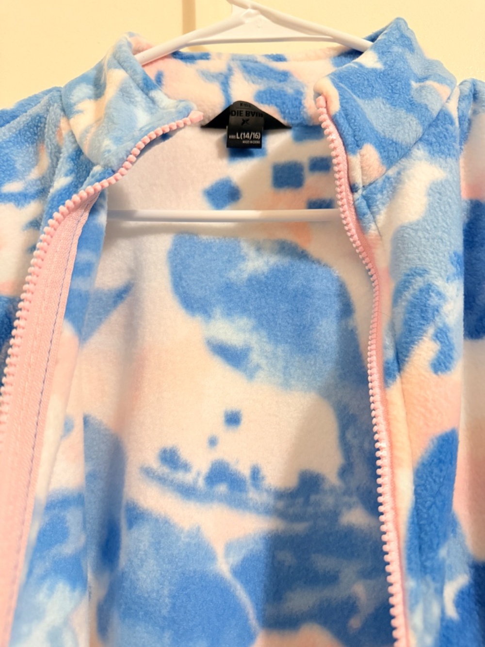 Eddie Bauer Kids Girls Fleece Jacket Size L (14/16) Blue Pink Floral Full Zip - Picture 14 of 14
